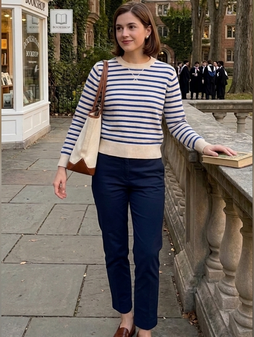 Everlane Striped Wool Blend Sweater XXS Cream Blue Knit Top